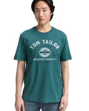 Tricou din bumbac cu imprimeu logo, Verde