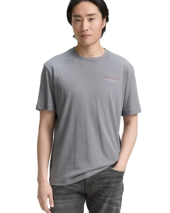 Tricou regular fit cu decolteu la baza gatului, Gri
