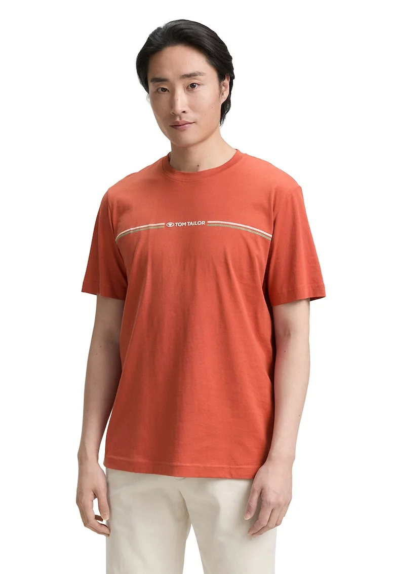 Tricou din amestec de bumbac organic, Caramiziu