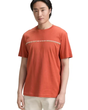 Tricou din amestec de bumbac organic, Caramiziu