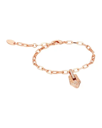 Bratara decorata cu talisman cu cristale, Auriu rose
