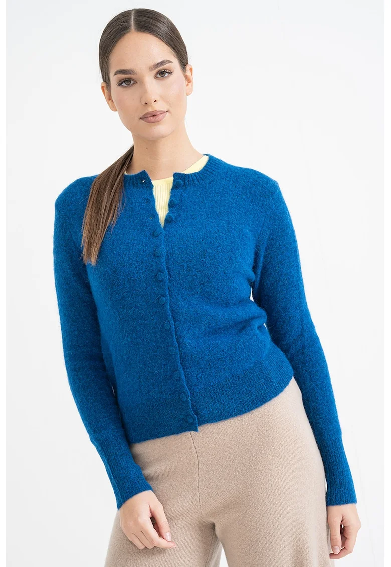Cardigan slim fit din amestec de lana, Albastru deschis