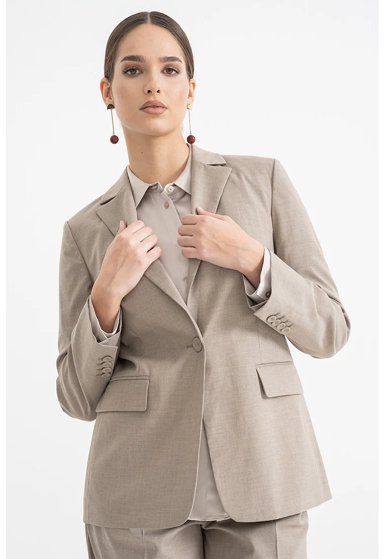 Sacou regular fit cu nasturi, Maro taupe