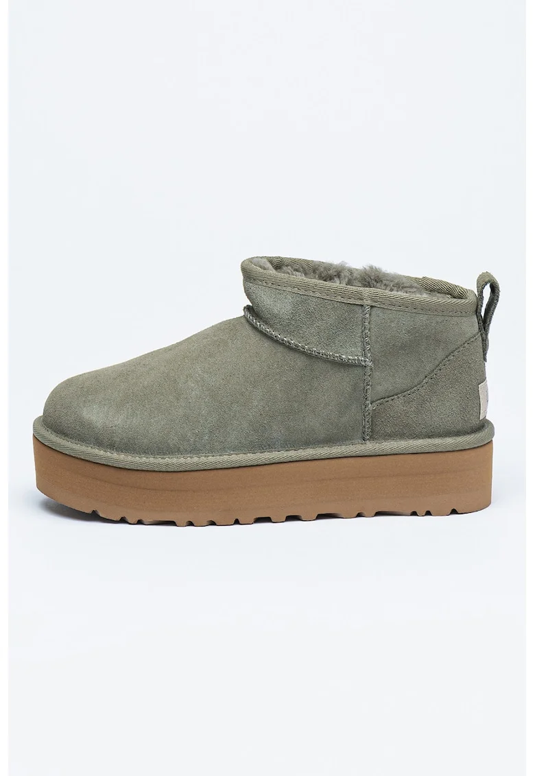 Ghete de piele intoarsa fara inchidere Classic Ultra, Verde fistic