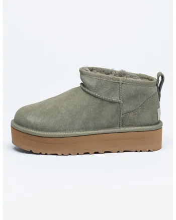 Ghete de piele intoarsa fara inchidere Classic Ultra, Verde fistic