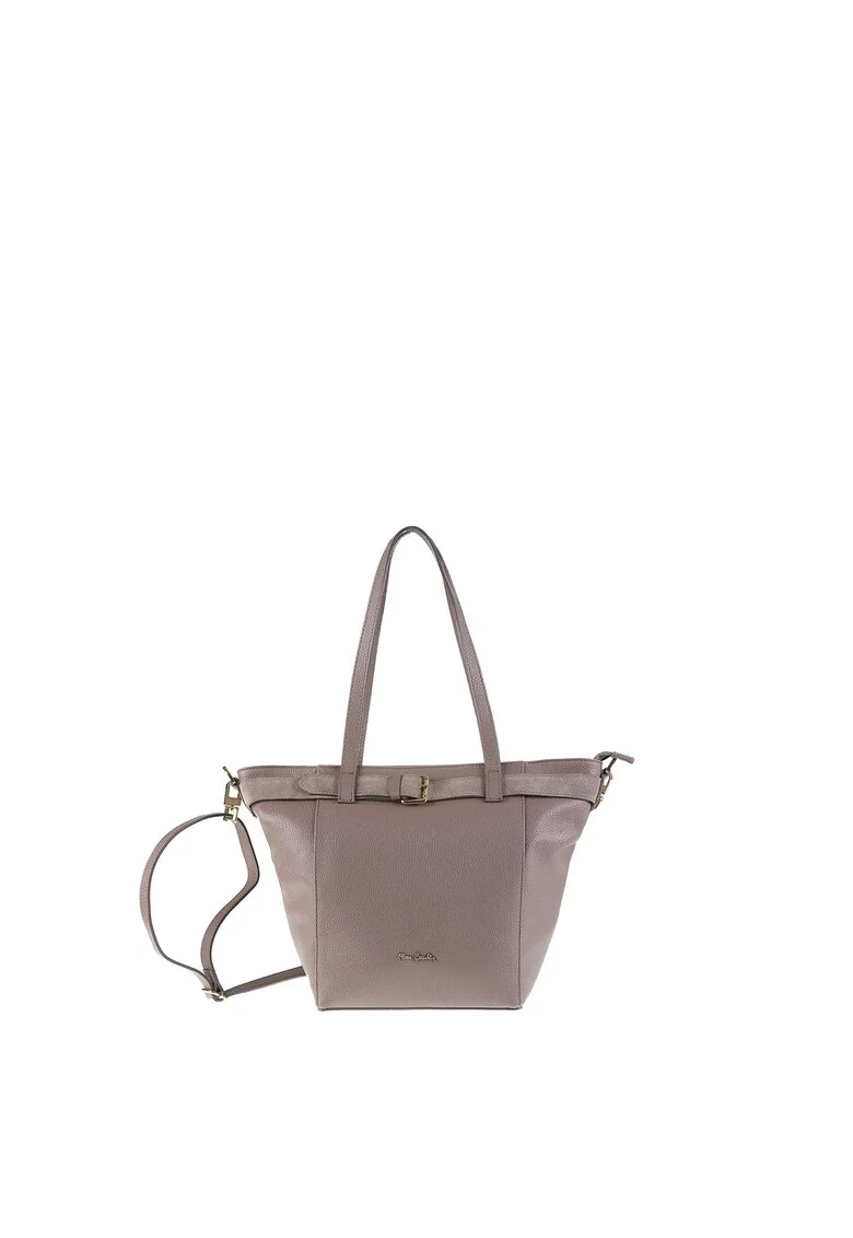 Geanta shopper din piele cu bareta ajustabila Celeste Elite, Maro taupe