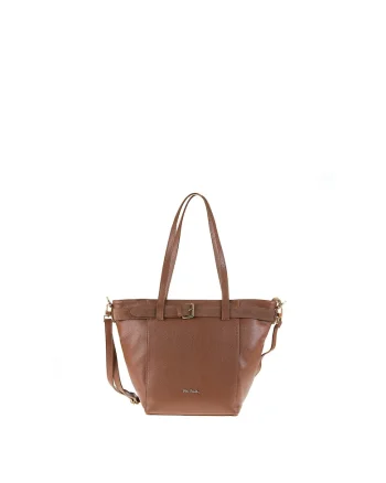 Geanta shopper din piele cu bareta ajustabila Celeste Elite, Maro