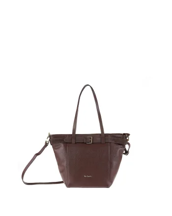 Geanta shopper din piele cu bareta ajustabila Celeste Elite, Maro inchis