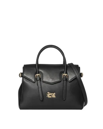 SECRET PON PON, Geanta din piele ecologica cu maner Evanthe Lux, Negru