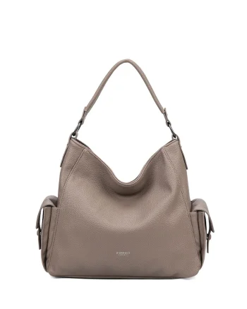Geanta hobo din piele ecologica Eloria Ultra, Maro taupe