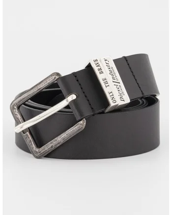 Curea din piele cu model uni, Negru