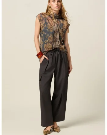 Pantaloni drepti cu model uni, Gri antracit