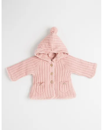Cardigan tricotat cu nasturi, Roz deschis