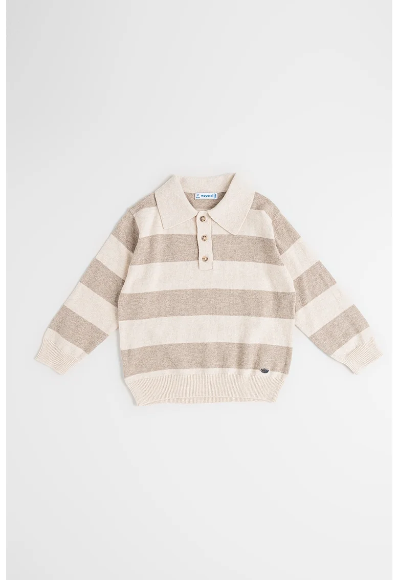 Bluza polo lejera din amestec de lana, Maro taupe deschis/Bej deschis