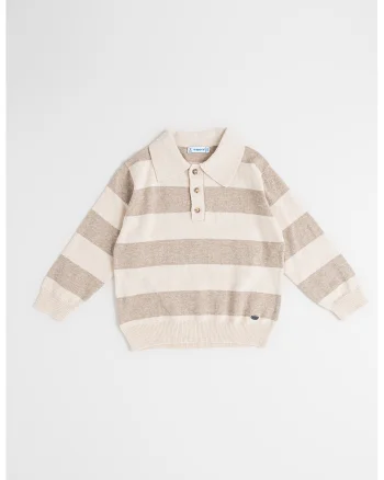 Bluza polo lejera din amestec de lana, Maro taupe deschis/Bej deschis