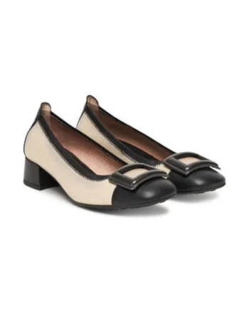 Pantofi dama,  piele naturala, negru crem