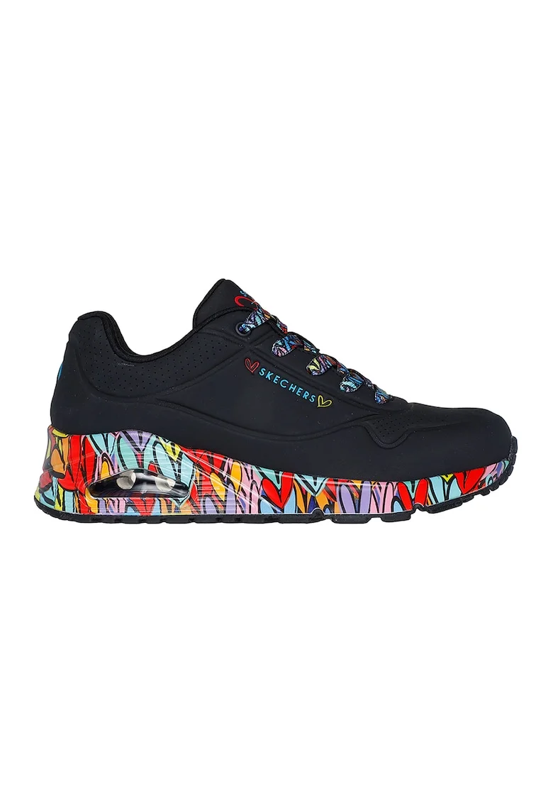 Pantofi sport wedge din piele ecologica Ravaged Love, Negru