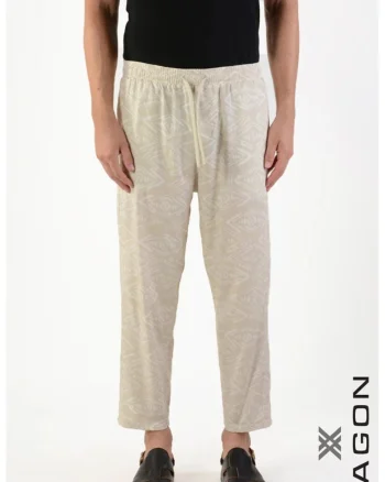 Pantaloni casual fit cu elastic si snur in talie, Bej
