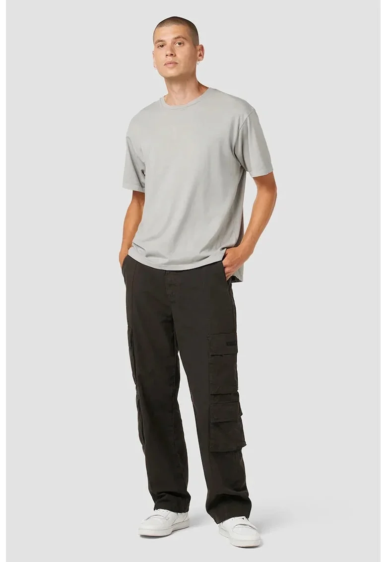 Pantaloni drepti, tip cargo, Negru
