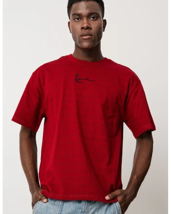 Tricou cu decolteu la baza gatului, Negru/Rosu inchis