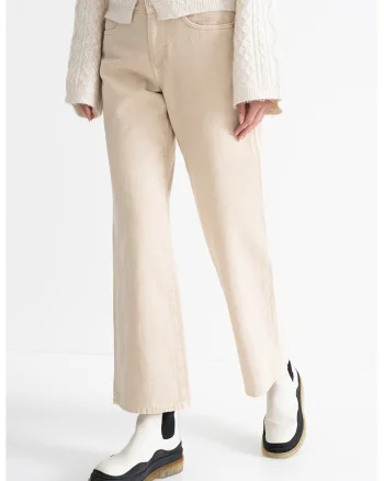 Blugi crop cu croiala ampla, Maro nisip
