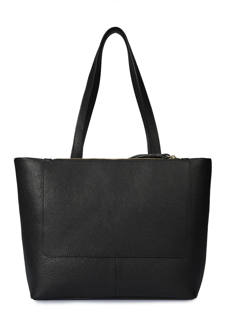 Geanta shopper din piele cu model uni