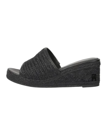 Papuci cu toc si talpa wedge, Negru