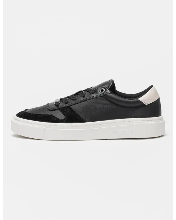 Pantofi sport cu sireturi si insertii din piele intoarsa Cupsole, Negru