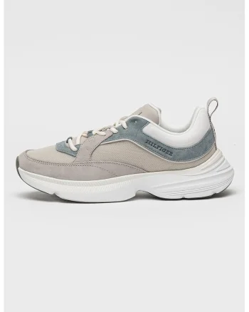 Pantofi sport cu insertii din piele intoarsa Dynafast, Albastru prafuit/Grej