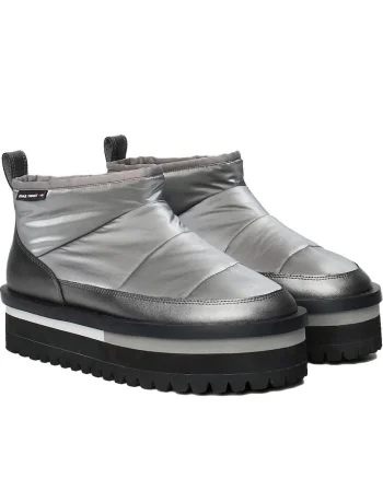 Ghete dama,  casual, poliester, argintiu