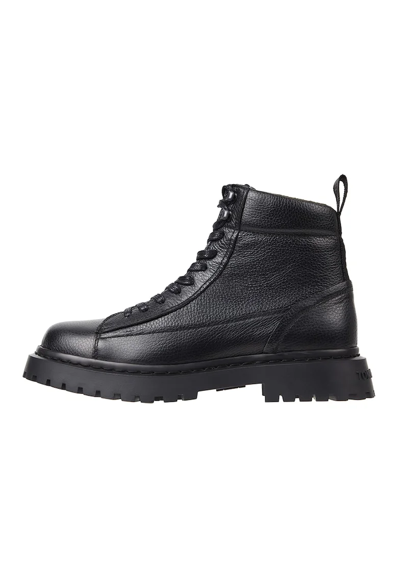 Ghete de piele cu varf rotunjit, Negru