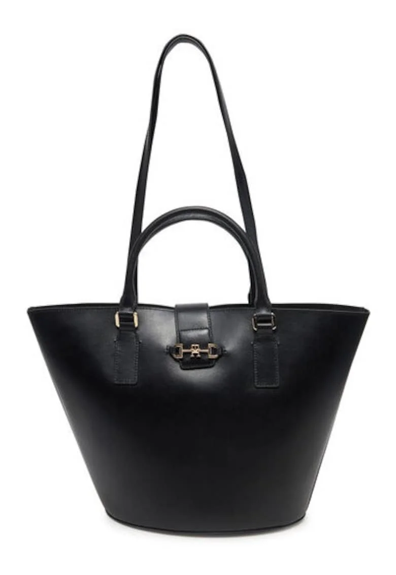 Geanta de dama  Heritage Leather Tote, neagra, dimensiuni 27x28x16cm, un compartiment