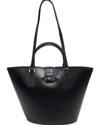 Geanta de dama  Heritage Leather Tote, neagra, dimensiuni 27x28x16cm, un compartiment