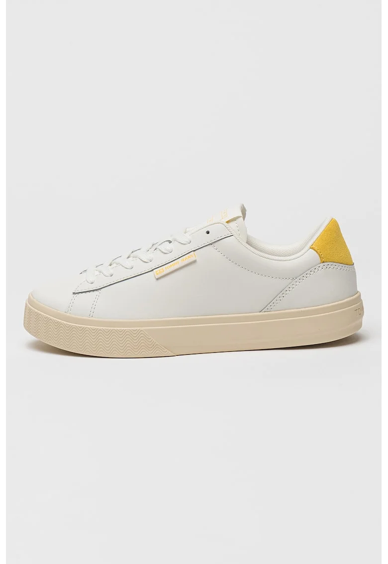 Pantofi sport low-cut de piele, Alb optic