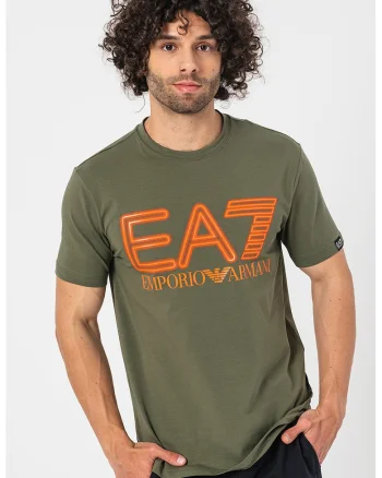 Tricou cu imprimeu logo, Portocaliu/Kaki