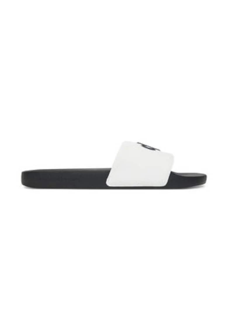 Papuci barbatesti,  negru alb, plastic