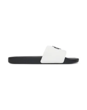 Papuci barbatesti,  negru alb, plastic