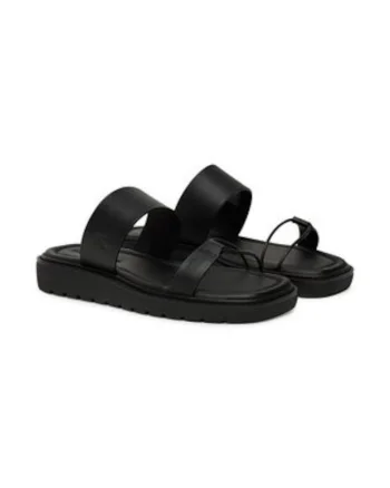 Slapi dama,  piele naturala, negru
