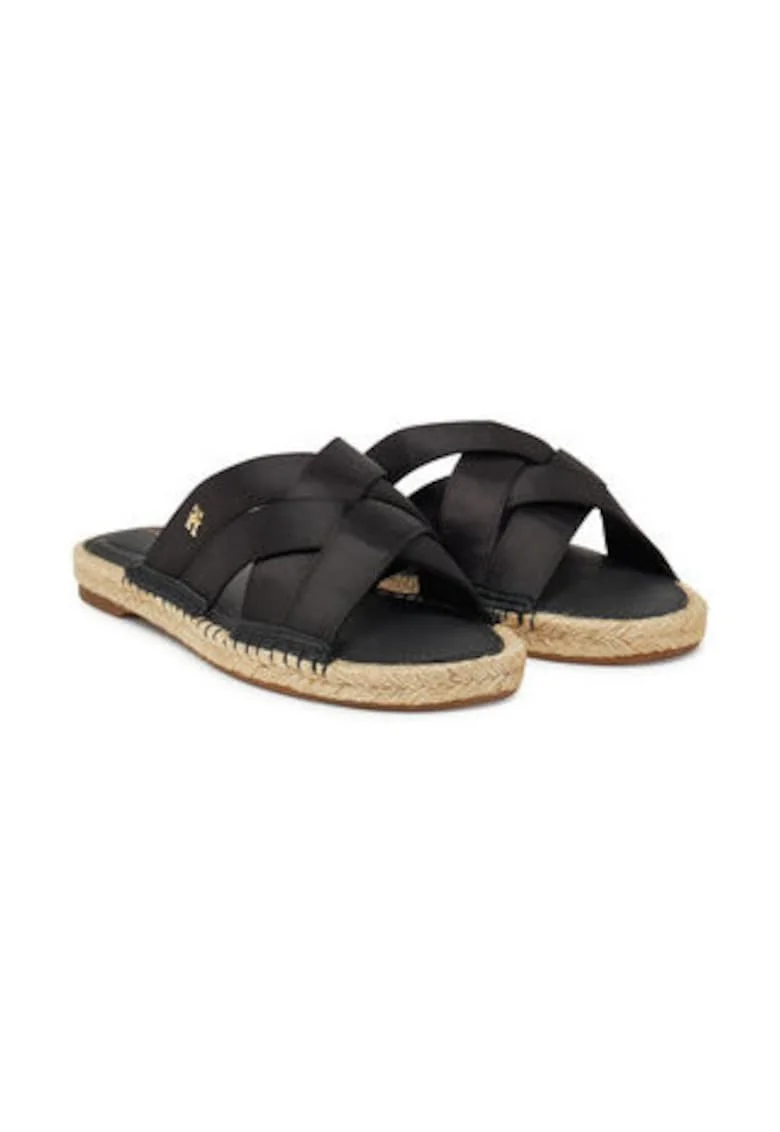 Papuci dama,  material textil, negru