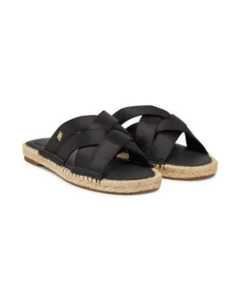 Papuci dama,  material textil, negru