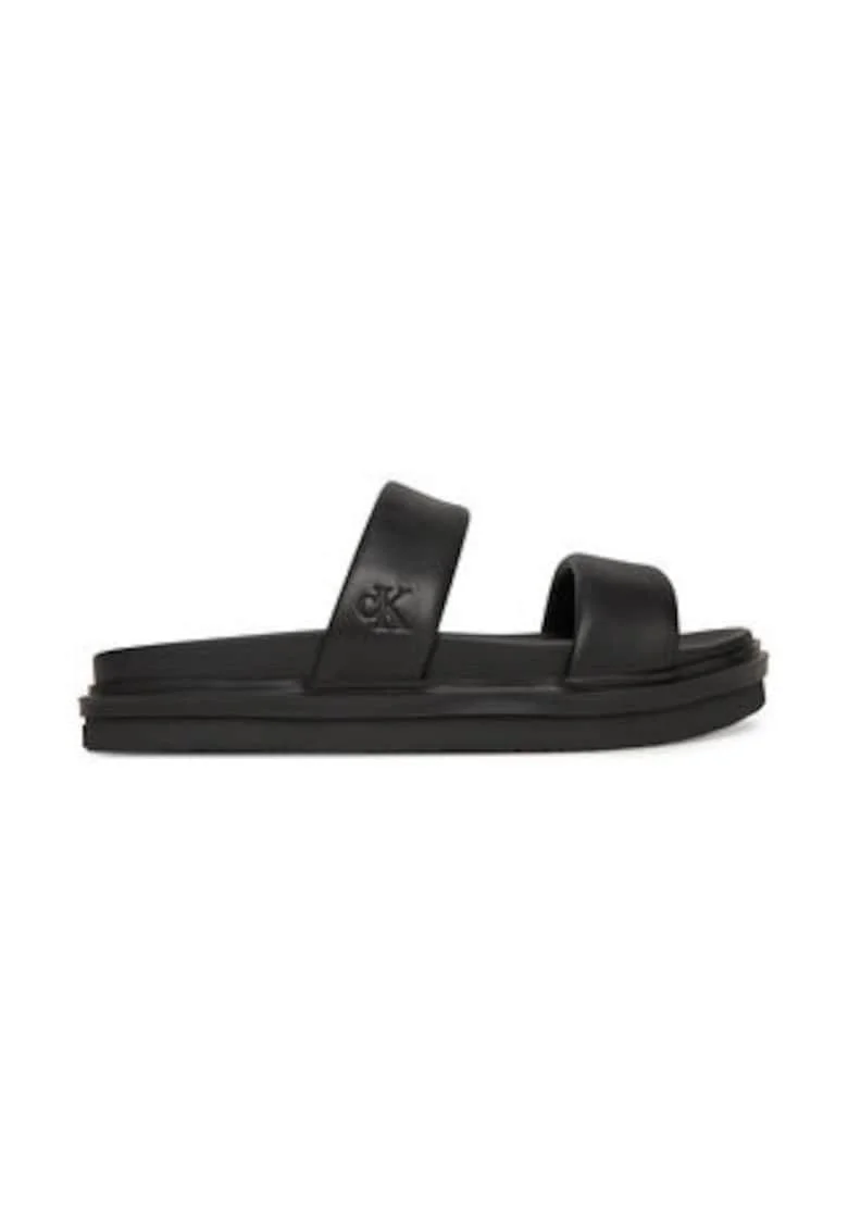 Papuci barbatesti,  piele naturala, negru,