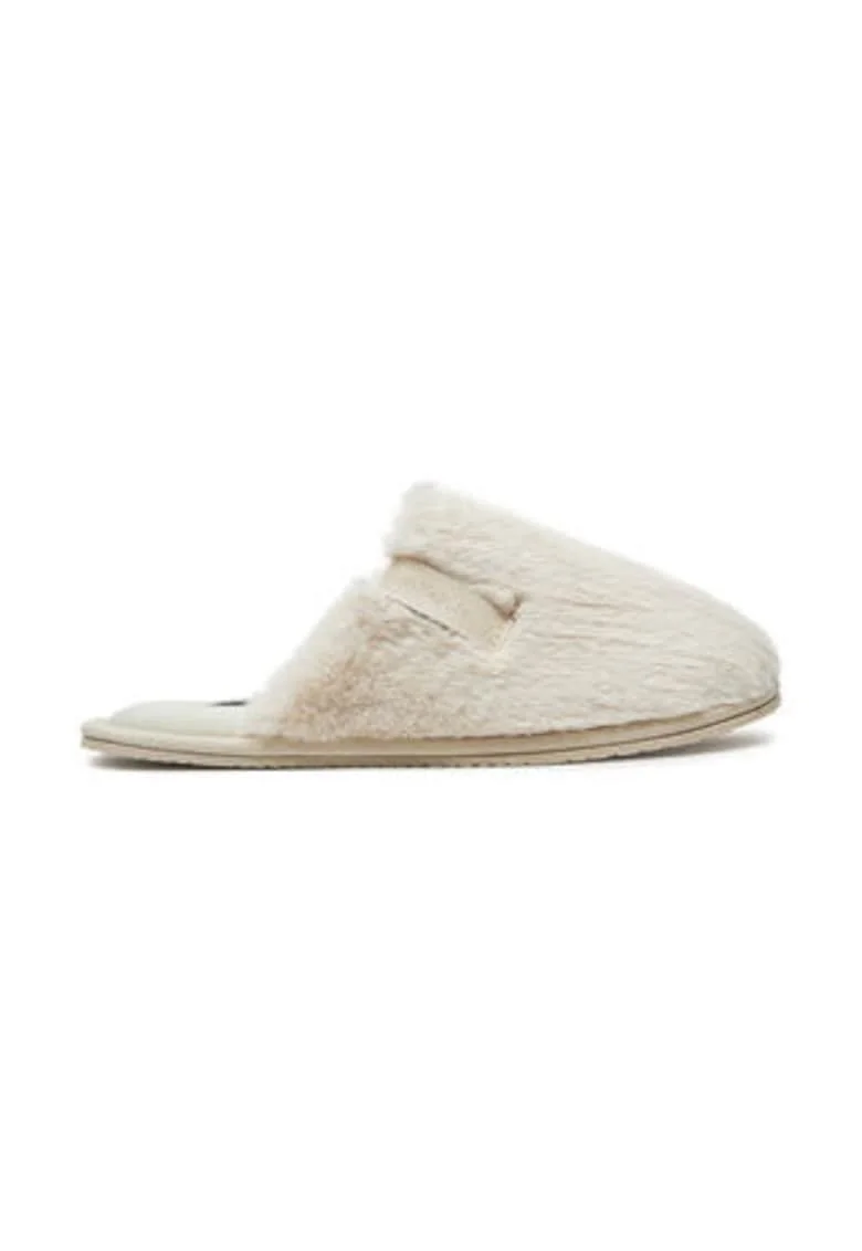 Papuci dama,  bej, textil,