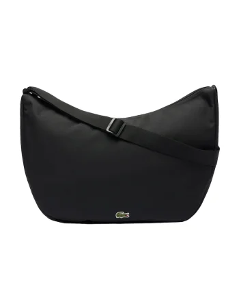 Geanta din material textil cu model uni si bareta ajustabila pentru umar, Negru
