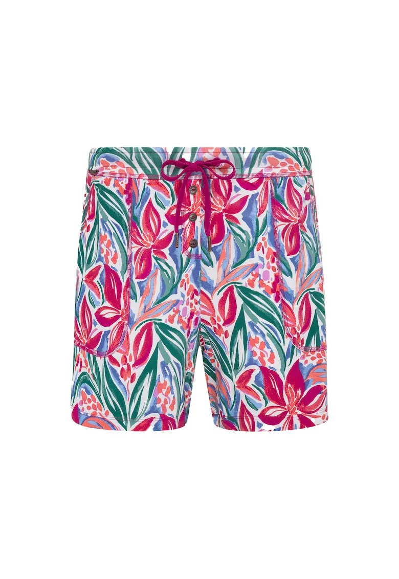 Pantaloni scurti relaxed fit din amestec de modal cu snur de ajustare, Verde/Roz/Albastru