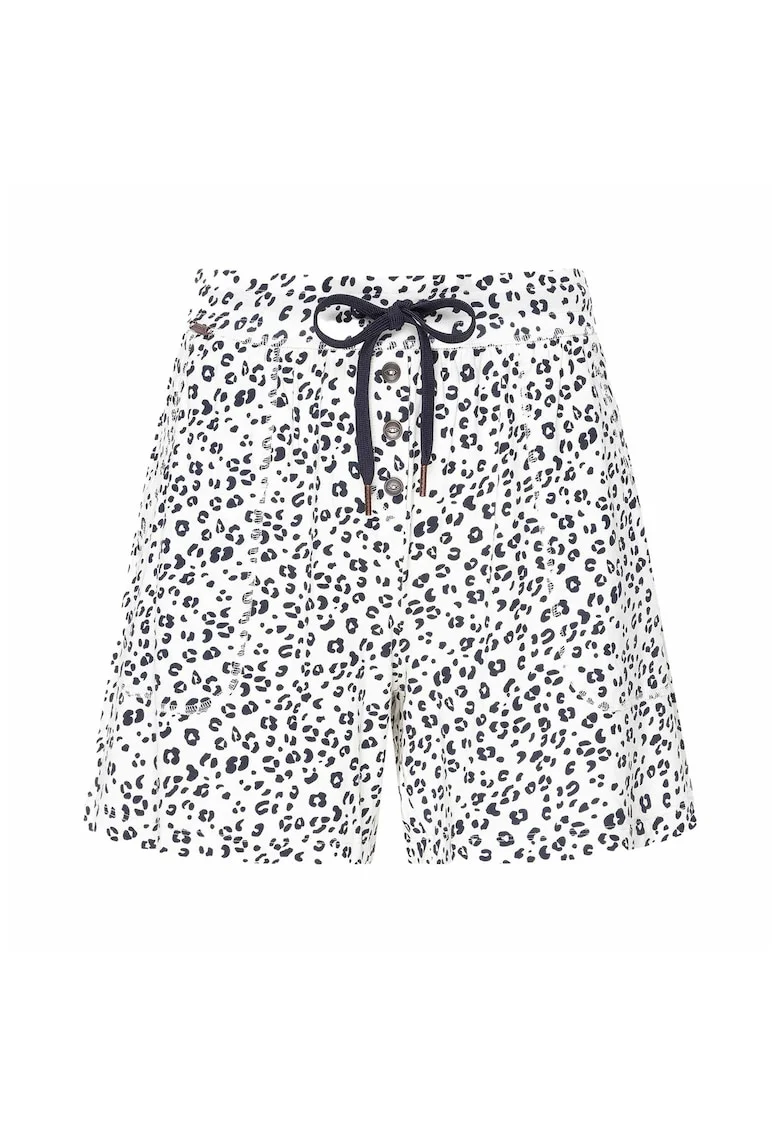Pantaloni scurti relaxed fit din amestec de modal cu snur de ajustare, Alb/Negru