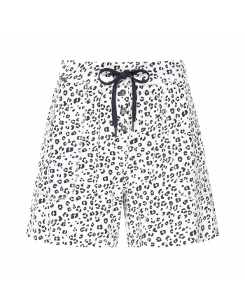 Pantaloni scurti relaxed fit din amestec de modal cu snur de ajustare, Alb/Negru