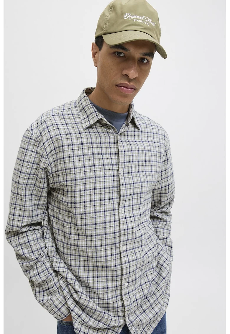 Camasa regular fit cu model in carouri, Gri/Albastru deschis/Bleumarin