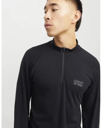 Bluza slim fit cu detaliu logo, Negru