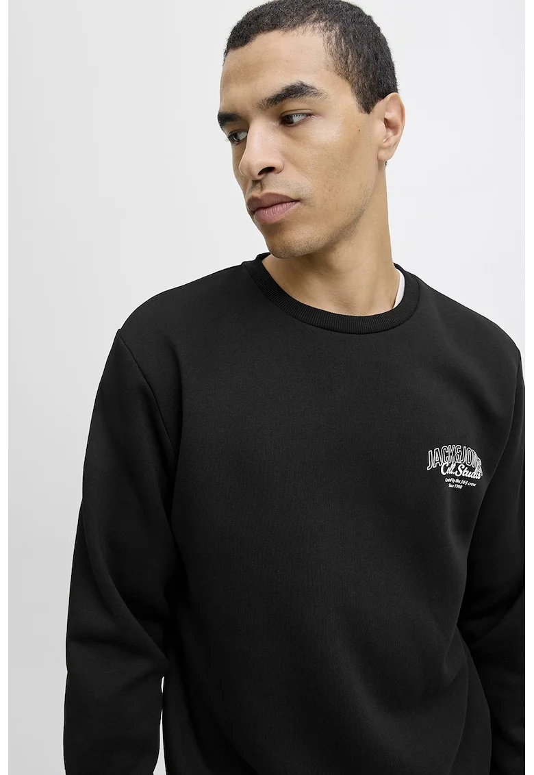 Bluza de trening regular-fit cu decolteu la baza gatului Makoto, Negru