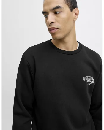 Bluza de trening regular-fit cu decolteu la baza gatului Makoto, Negru
